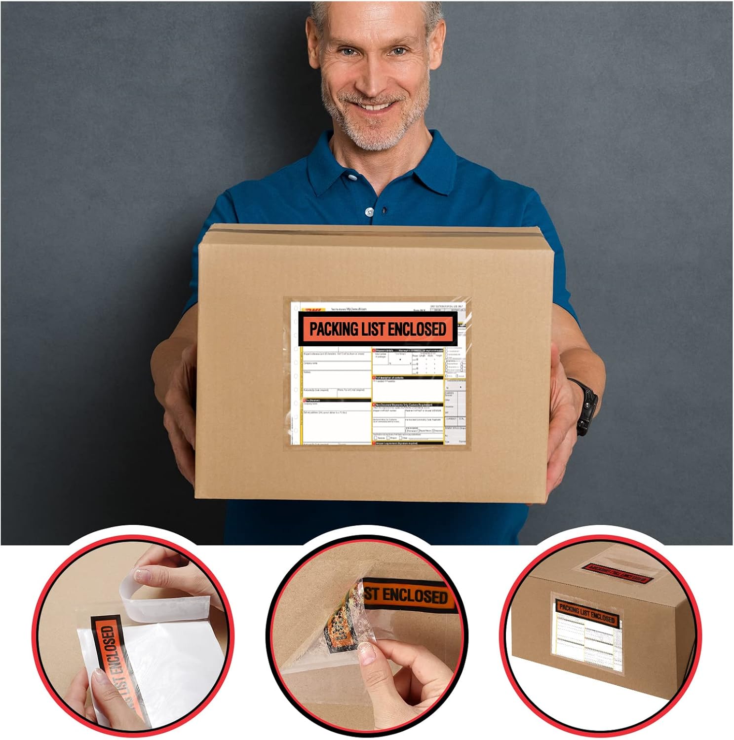 1000 Pcs Packing Slip Envelope Pouches Clear Self Adhesive Shipping Label Sleeves Waterproof Packing List Envelopes Pockets Top Loading Shipping Pouches Enclosed Bags (Orange,4.5"x 5.5") - Image 4