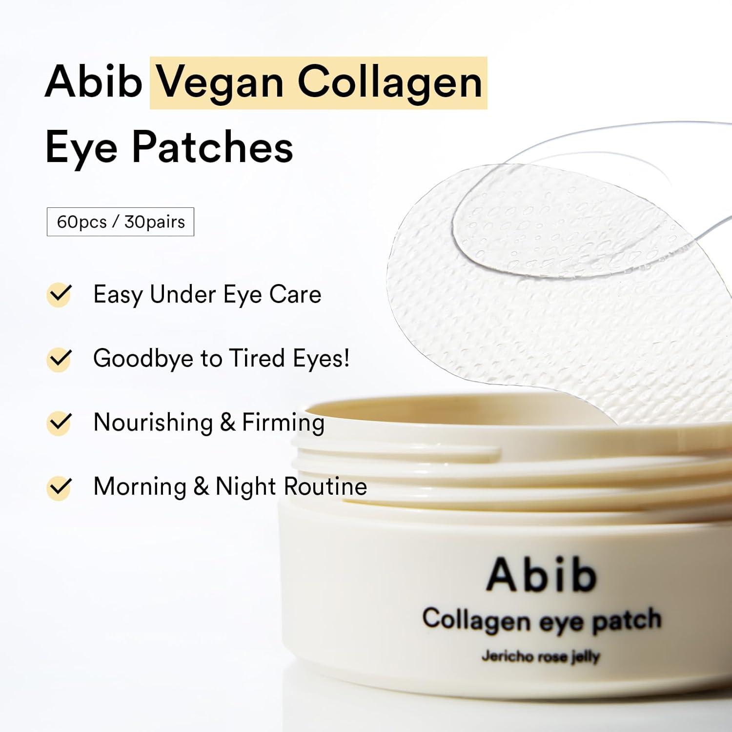Abib Collagen Peptide Eye Patches for Wrinkles & Fine Line with Jericho Rose Jelly, 60 Count, Korean Skin Care - Image 3